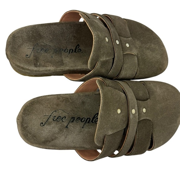 Free People Mule Clogs Sunday Season Khaki Green Slip On Women’s 36 USA 6 - Picture 11 of 16
